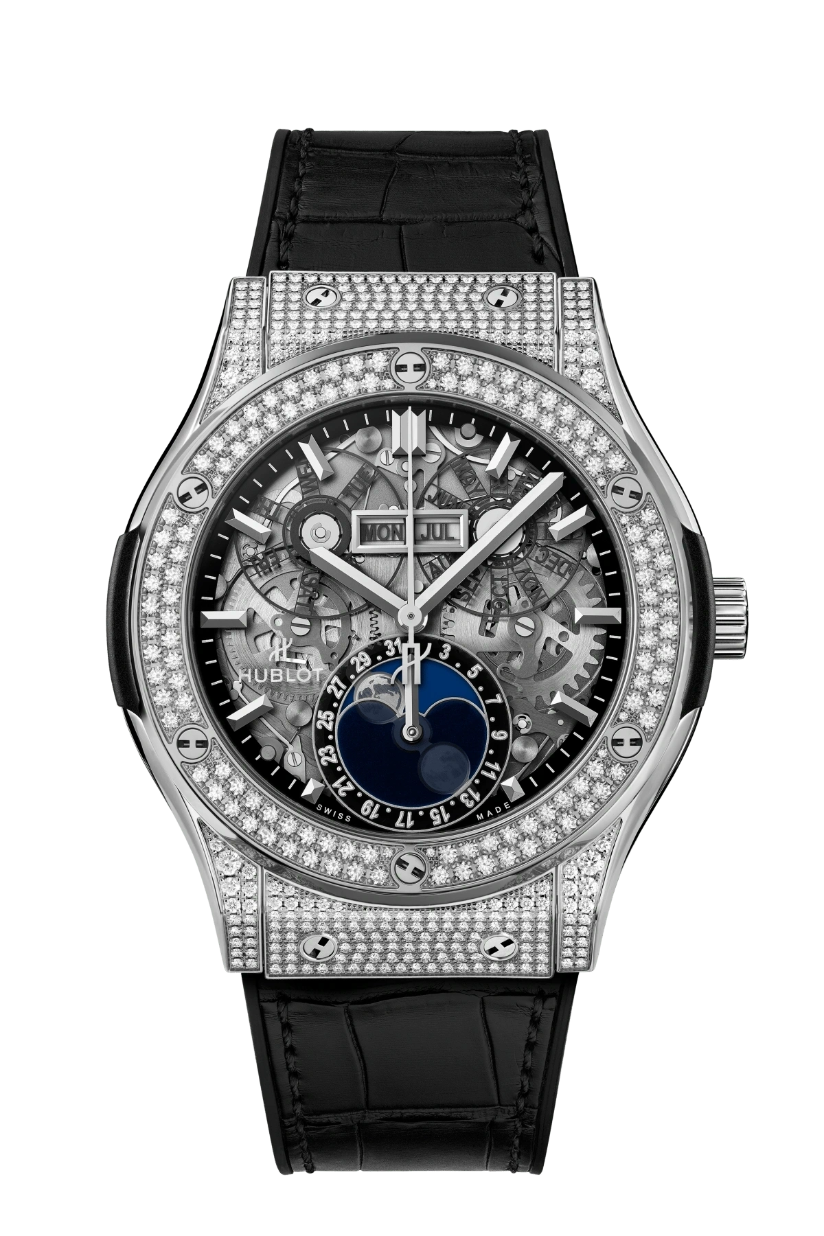 Hublot Classic Fusion 45mm Aerofusion Moonphase Titanium Pavé