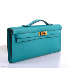 Hermes Kelly Cut Blue Paon Swift leather Gold Hardware - 2018, C