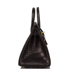 Hermes Black Matte Alligator Birkin 25cm Gold Hardware