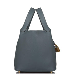 Hermes Bleu Orage Clemence Picotin Lock 18cm Gold Hardware