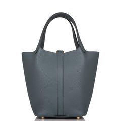 Hermes Bleu Orage Clemence Picotin Lock 18cm Gold Hardware