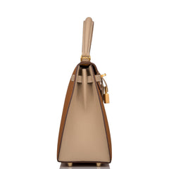 Hermes Kelly Sellier 25cm Gold and Trench Epsom Brushed Gold Hardware