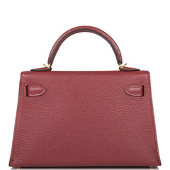 Hermes Rouge H Chevre Sellier Kelly 20cm Gold Hardware
