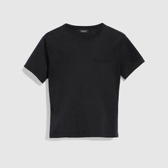 Cotton jersey T-shirt with embroidery - black
