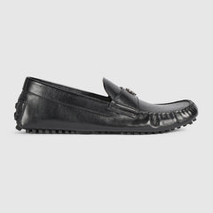 Men's driver with Gucci crest - black leather
