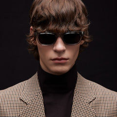 Rectangular-frame sunglasses - transparent grey