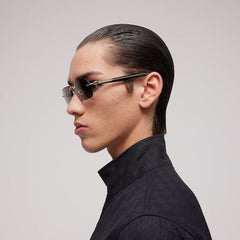 Rectangular-frame sunglasses - gold metal