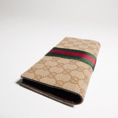 Long wallet with Web - sand and brown GG canvas
