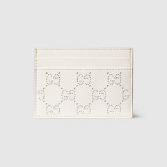 Perforated GG card case - white GG leather