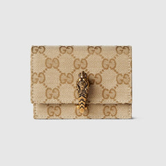 Dionysus small wallet - sand and brown GG canvas