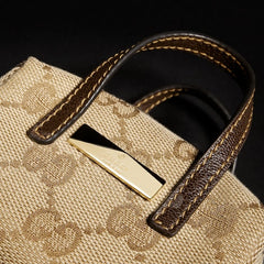 Boston bag-shaped charm - sand and brown GG canvas
