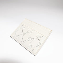 Perforated GG card case - white GG leather