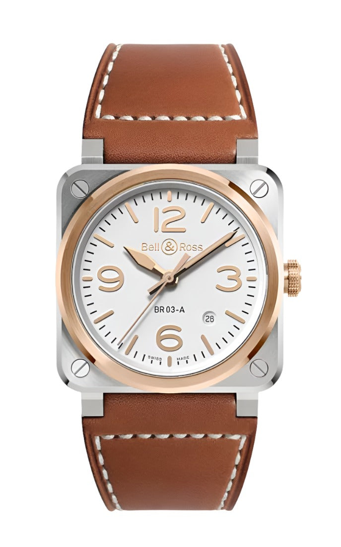 BELL & ROSS- BR 03 WHITE STEEL & GOLD
41 MM BR03A-WH-STPG/SCA