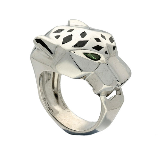 Pre-loved 18ct White Gold Panthère de Cartier Ring Size 53