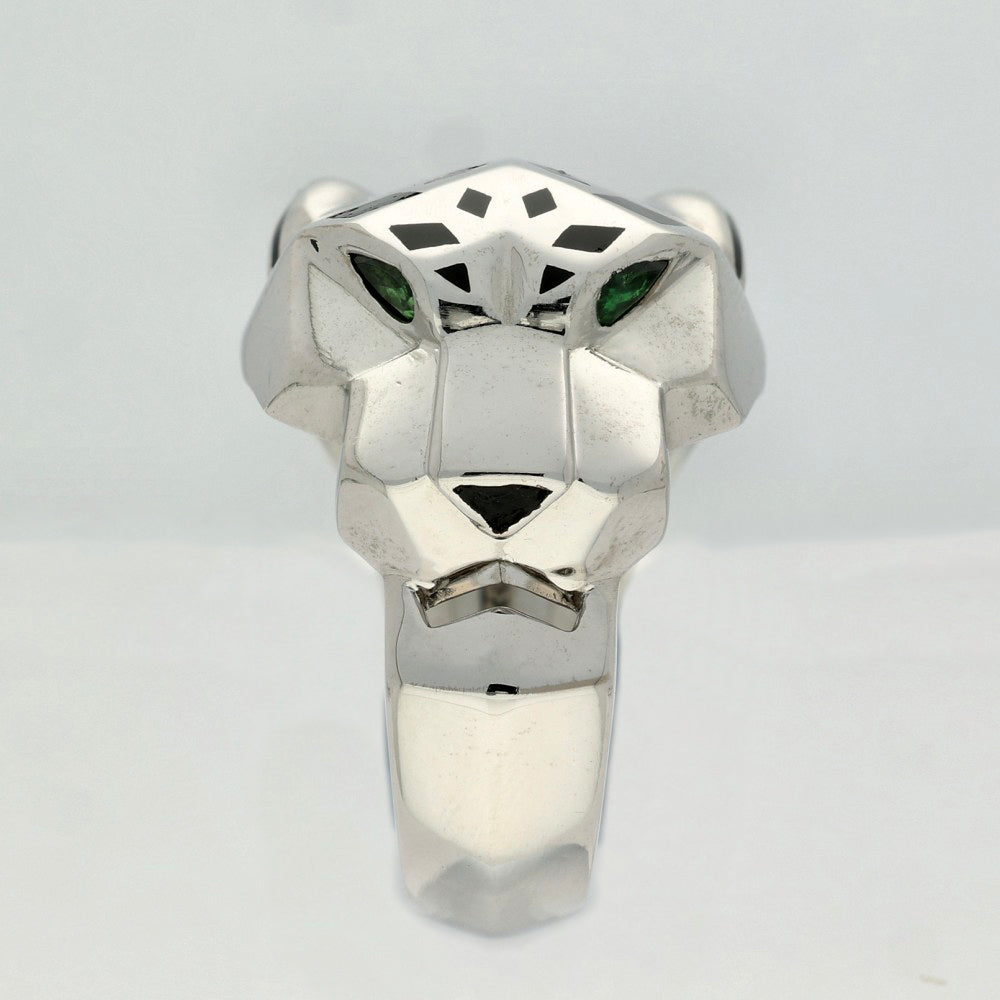 Pre-loved 18ct White Gold Panthère de Cartier Ring Size 53