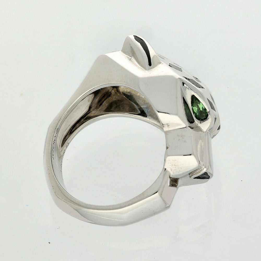 Pre-loved 18ct White Gold Panthère de Cartier Ring Size 53