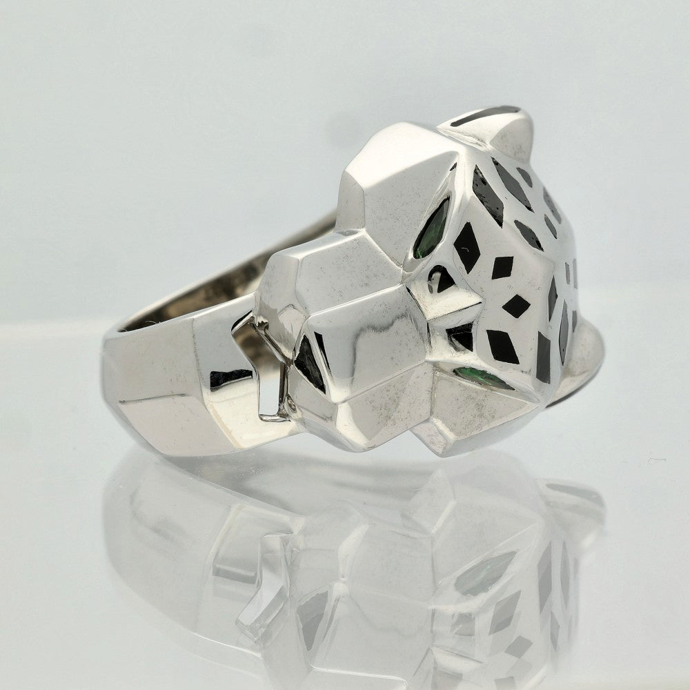 Pre-loved 18ct White Gold Panthère de Cartier Ring Size 53