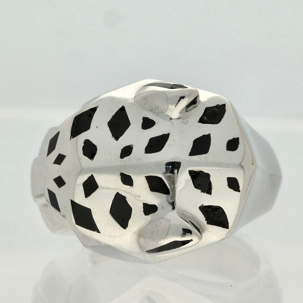 Pre-loved 18ct White Gold Panthère de Cartier Ring Size 53