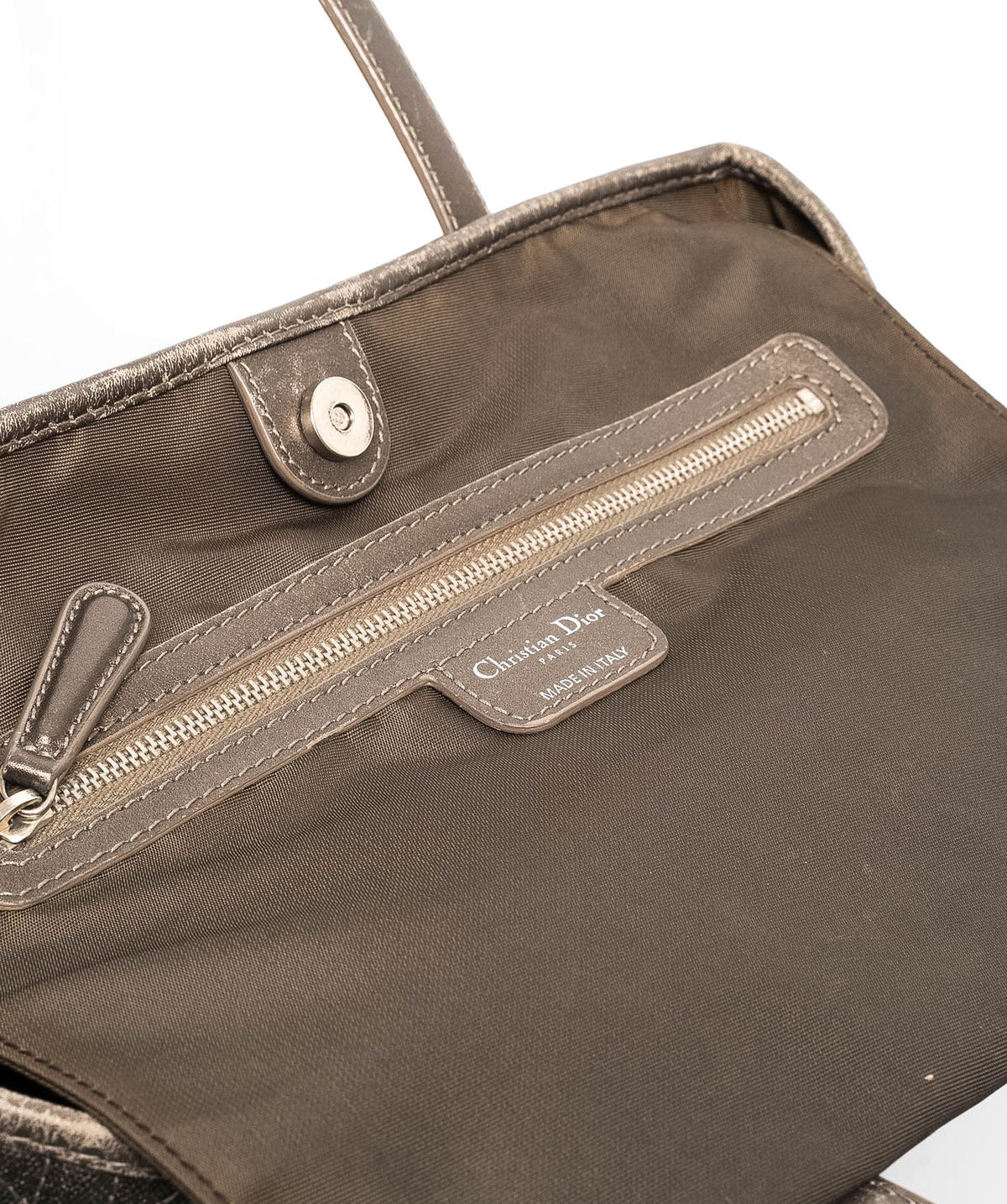 Christian Dior Cannage Grey Canvas Top handle Tote Bag PHW - AGL1349