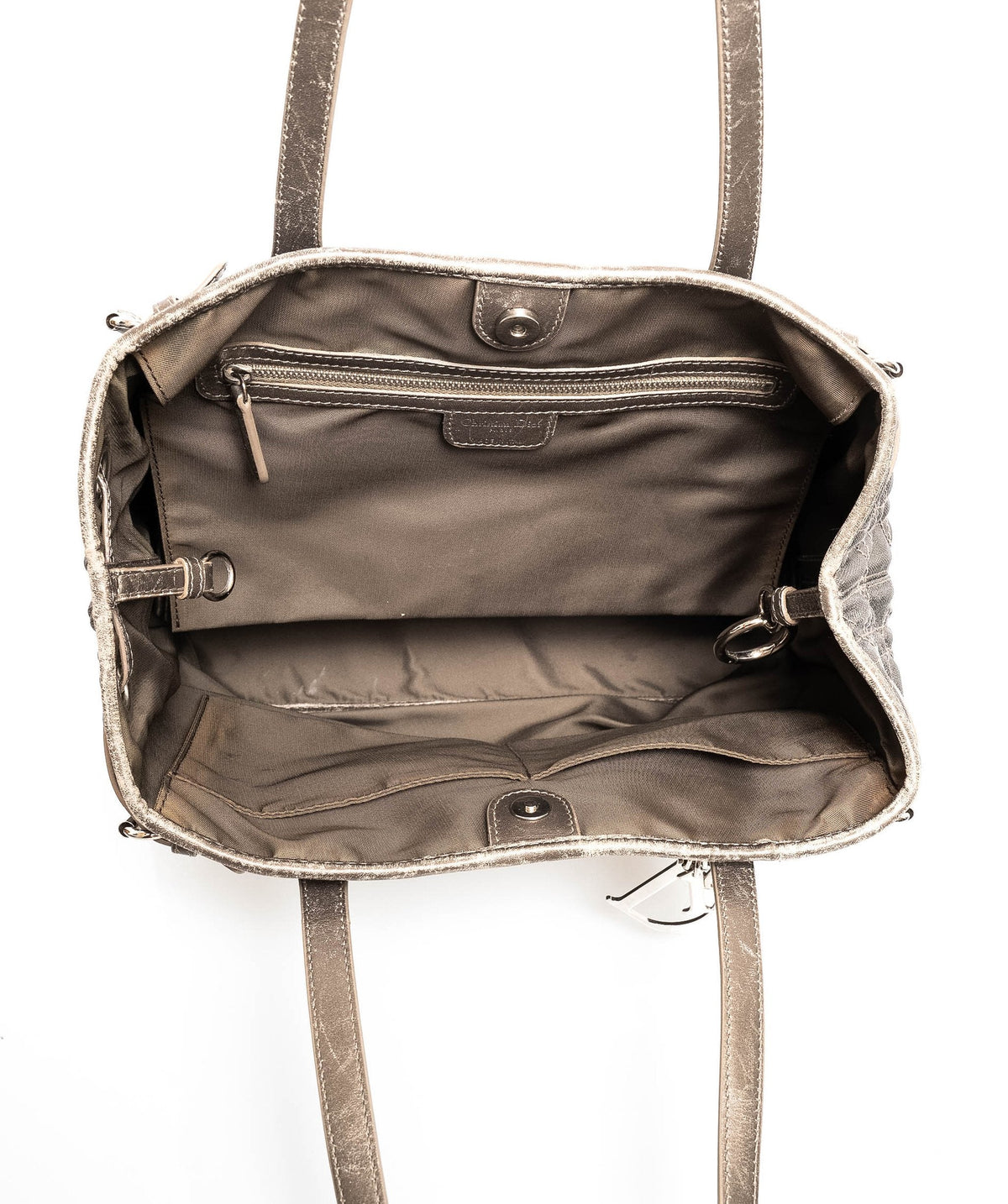 Christian Dior Cannage Grey Canvas Top handle Tote Bag PHW - AGL1349