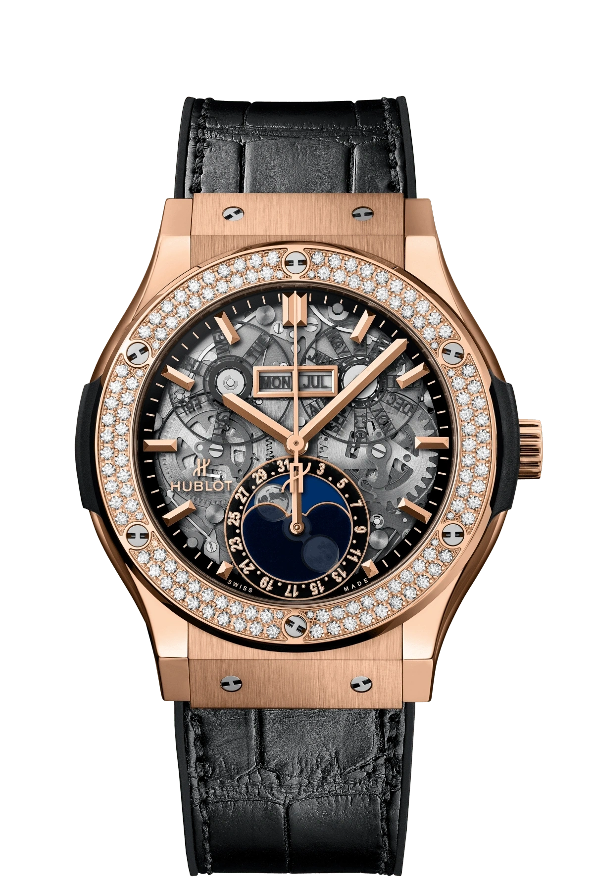 Hublot Classic Fusion 45mm Aerofusion Moonphase King Gold Diamonds