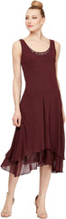 Women's Mother of The Bride Dress with Embellished Neckline & Shoulder