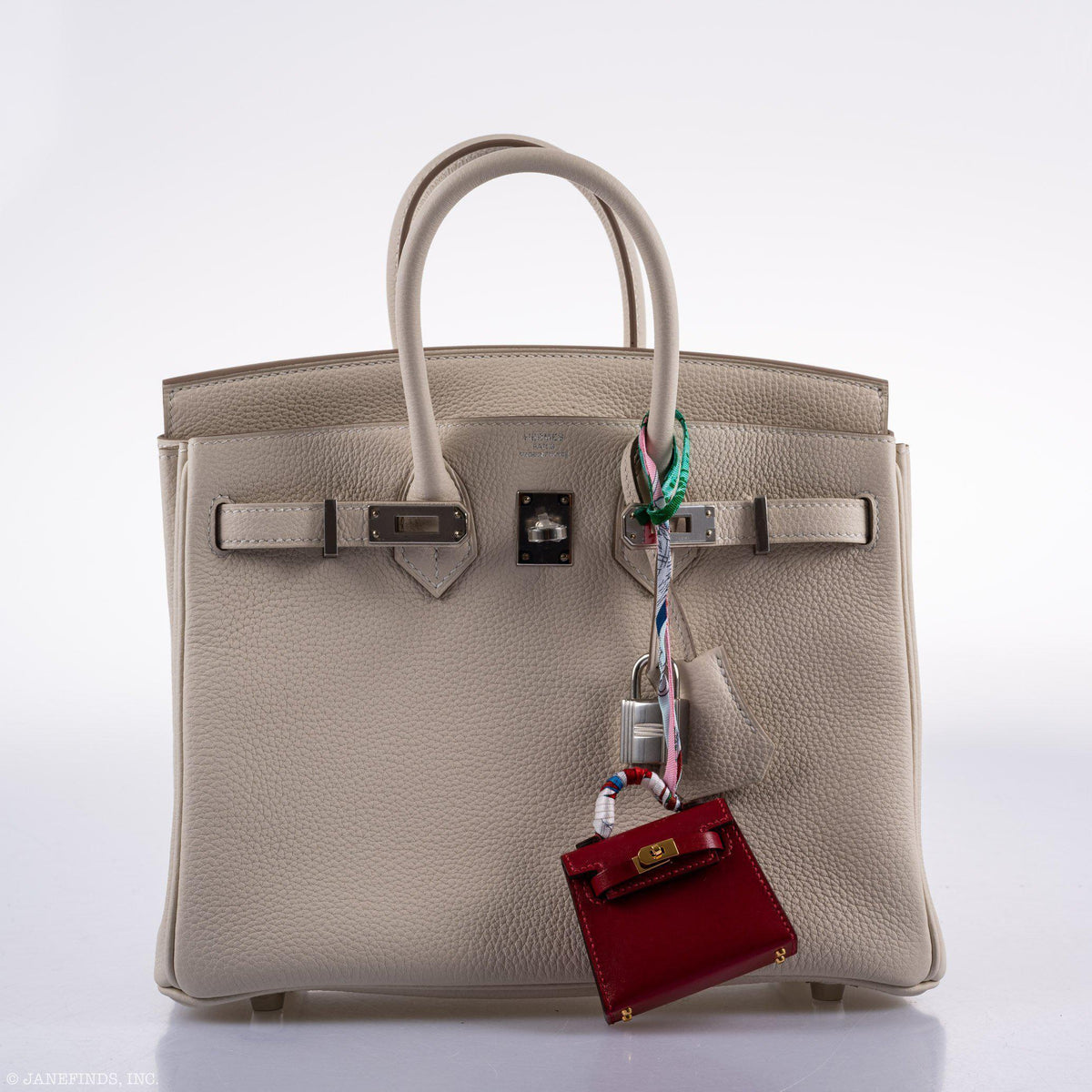 Hermes Birkin 25 Craie Togo Palladium Hardware