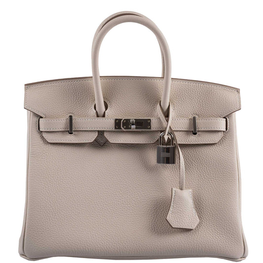 Hermes Birkin 25 Craie Togo Palladium Hardware