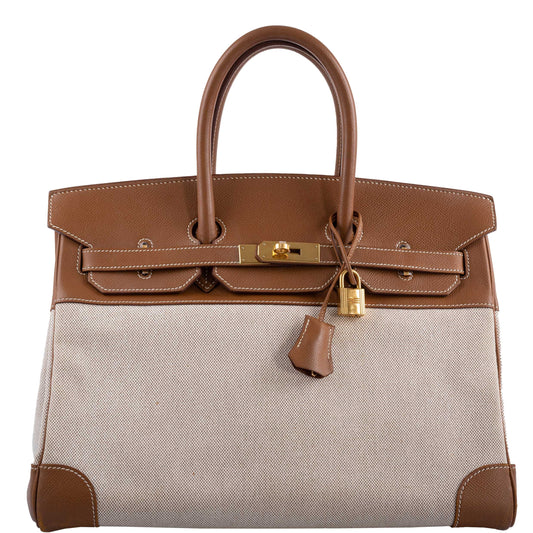 Hermes Birkin 35 Gold Epsom with Toile and Gold Hardware