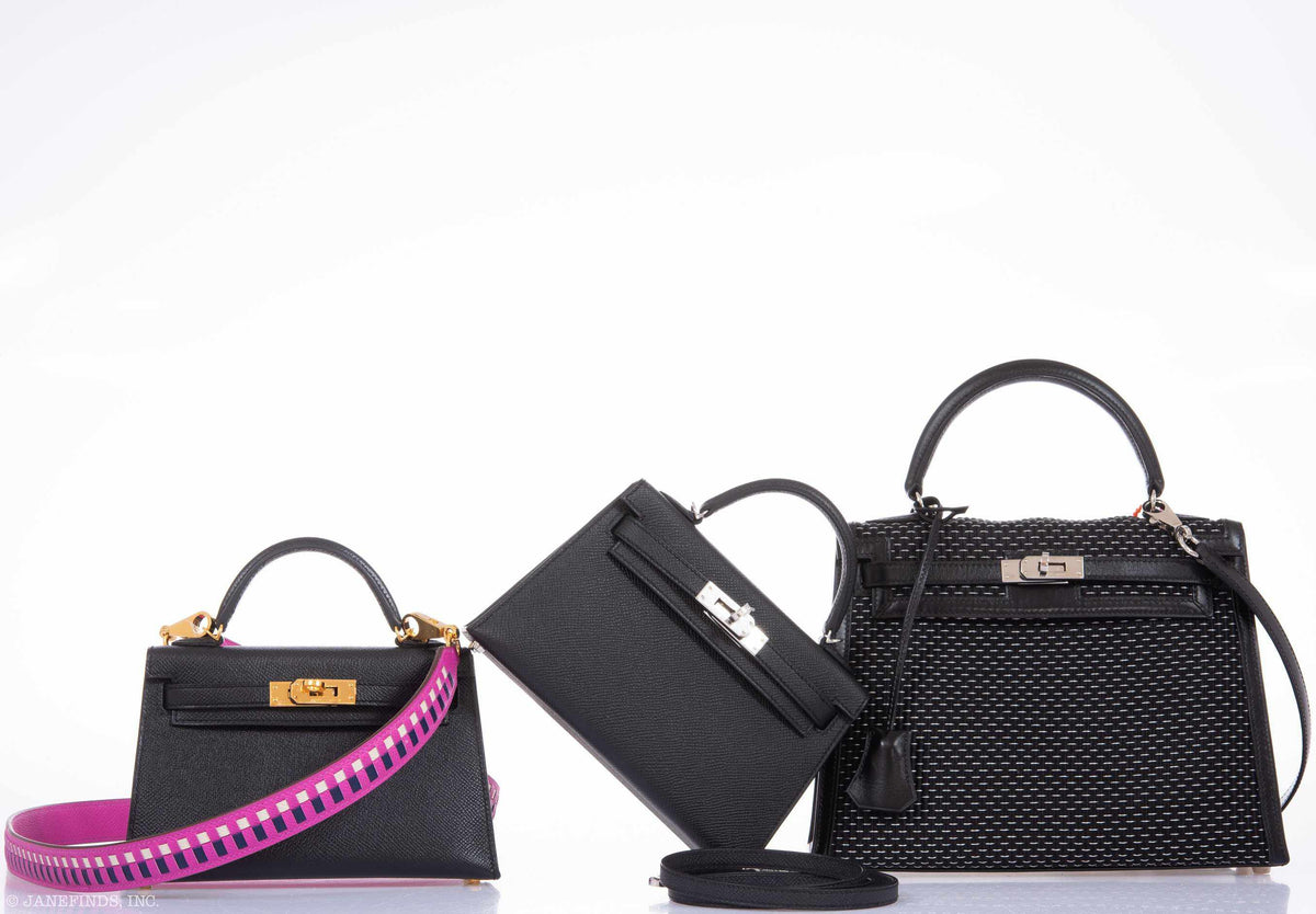 Hermes Kelly 20 Mini II Sellier Black Epsom Palladium Hardware
