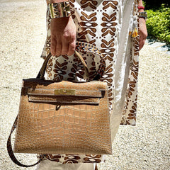 Hermes Kelly 28 Sellier Ficelle Alligator with Gold Hardware - 1994, X Circle