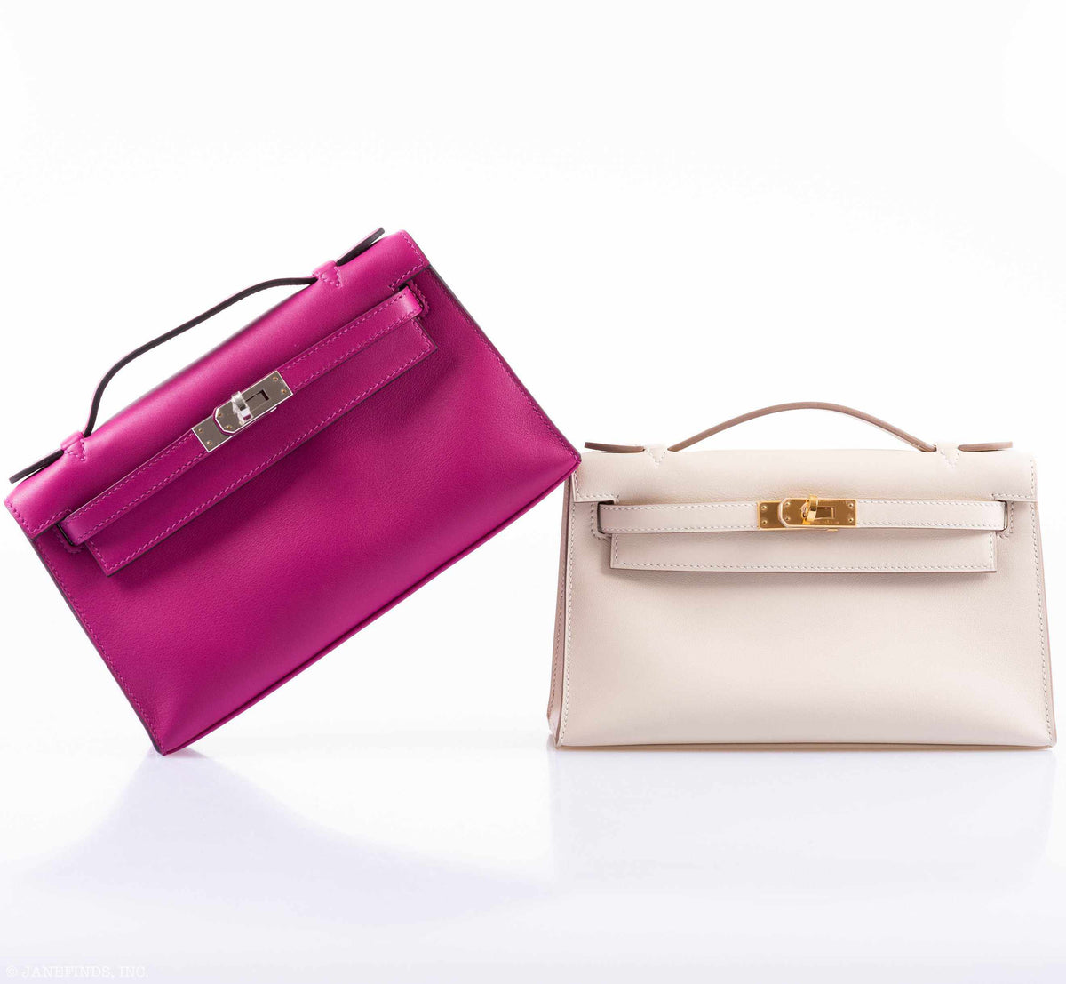 Hermes Kelly Mini Pochette Rose Pourpre Swift Palladium Hardware