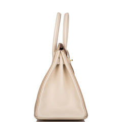 Hermes Birkin 30cm Bi-Color Trench and Craie Epsom Gold Hardware