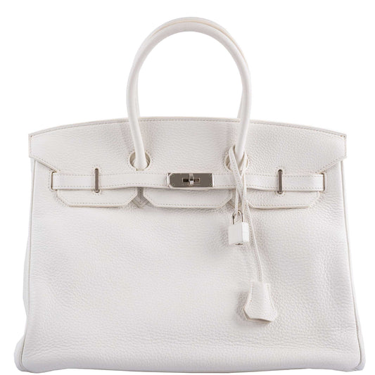 Hermes Birkin 35 White Clemence leather Palladium Hardware - N Square
