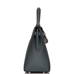 Hermes Bleu Orage Epsom Sellier Kelly 28cm Palladium Hardware