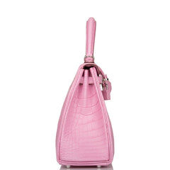Hermes Bubblegum 5P Matte Alligator Retourne Kelly 25cm Palladium Hardware