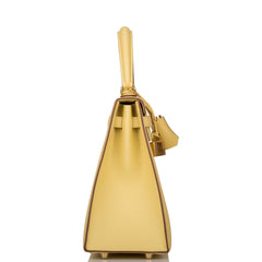 Hermes Jaune Poussin Epsom Sellier Kelly 25cm Gold Hardware