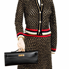 Hermes Kelly Cut Clutch Black Swift leather Gold Hardware
