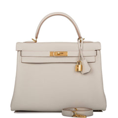 Hermes Kelly Retourne 32 Gris Perle Togo Gold Hardware