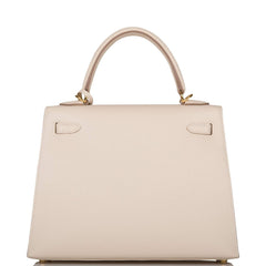 Hermes Kelly Sellier 25cm Craie Epsom Gold Hardware