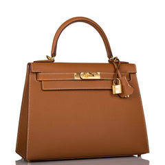 Hermes Kelly Sellier 28 Gold Epsom Gold Hardware
