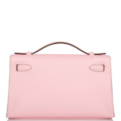 Hermes Rose Sakura Swift Mini Kelly Pochette Palladium Hardware