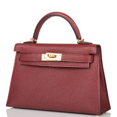 Hermes Rouge H Chevre Sellier Kelly 20cm Gold Hardware