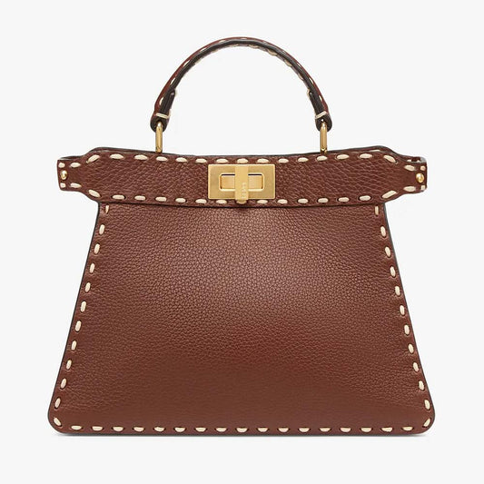 PEEKABOO ISEEU SMALL Brown Full Grain Leather Bag