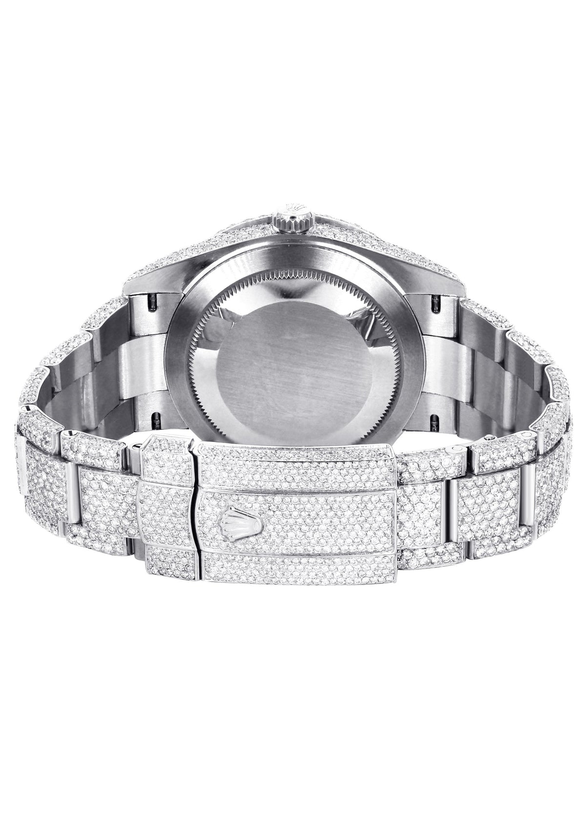 Womens Diamond Iced Out Rolex Datejust 41 | 25 Carats Of Diamonds | Custom Roman Numeral Diamond Dial | Two Row | Oyster Band