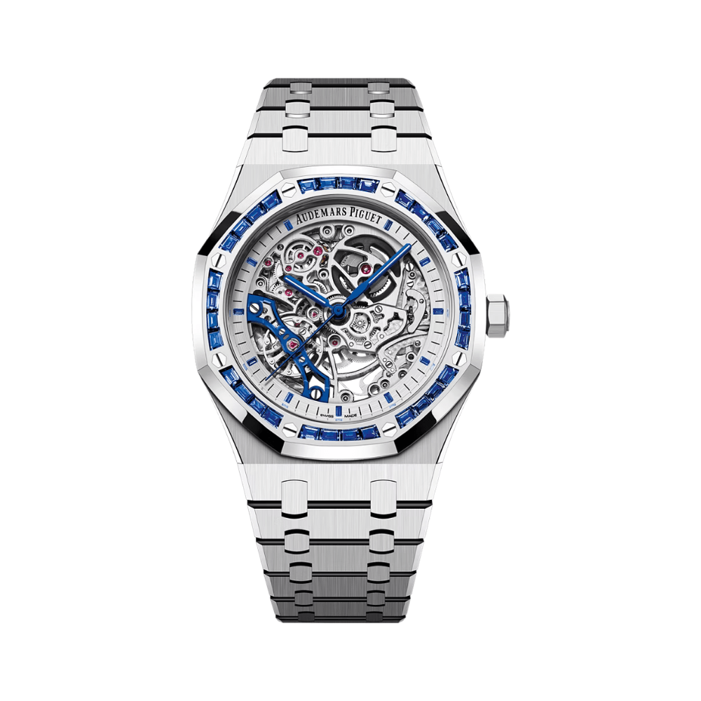 Audemars Piguet Royal Oak Double Balance Wheel 15412BC.SS.1220BC.02 Openworked White Gold Sapphire Bezel Japan Edition