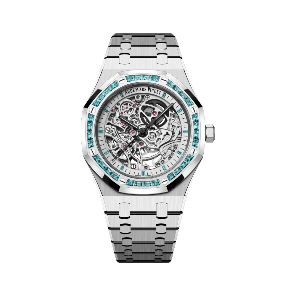 Audemars Piguet Royal Oak Double Balance Wheel 15412BC.TO.1220BC.01 Openworked White Gold Swiss Topaz Bezel