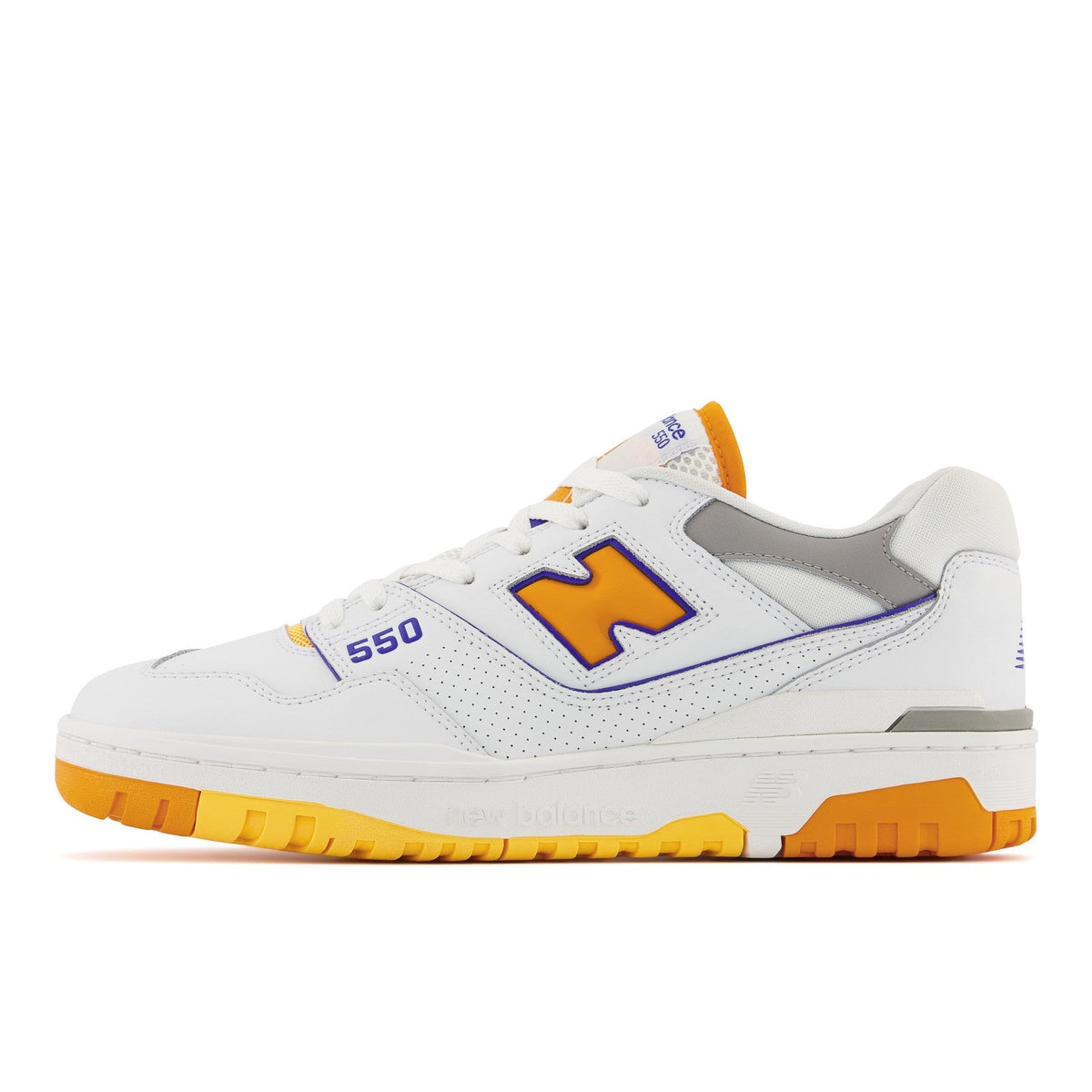 New Balance Men's 550 Lakers Shoes - White / Vibrant Orange / Purple