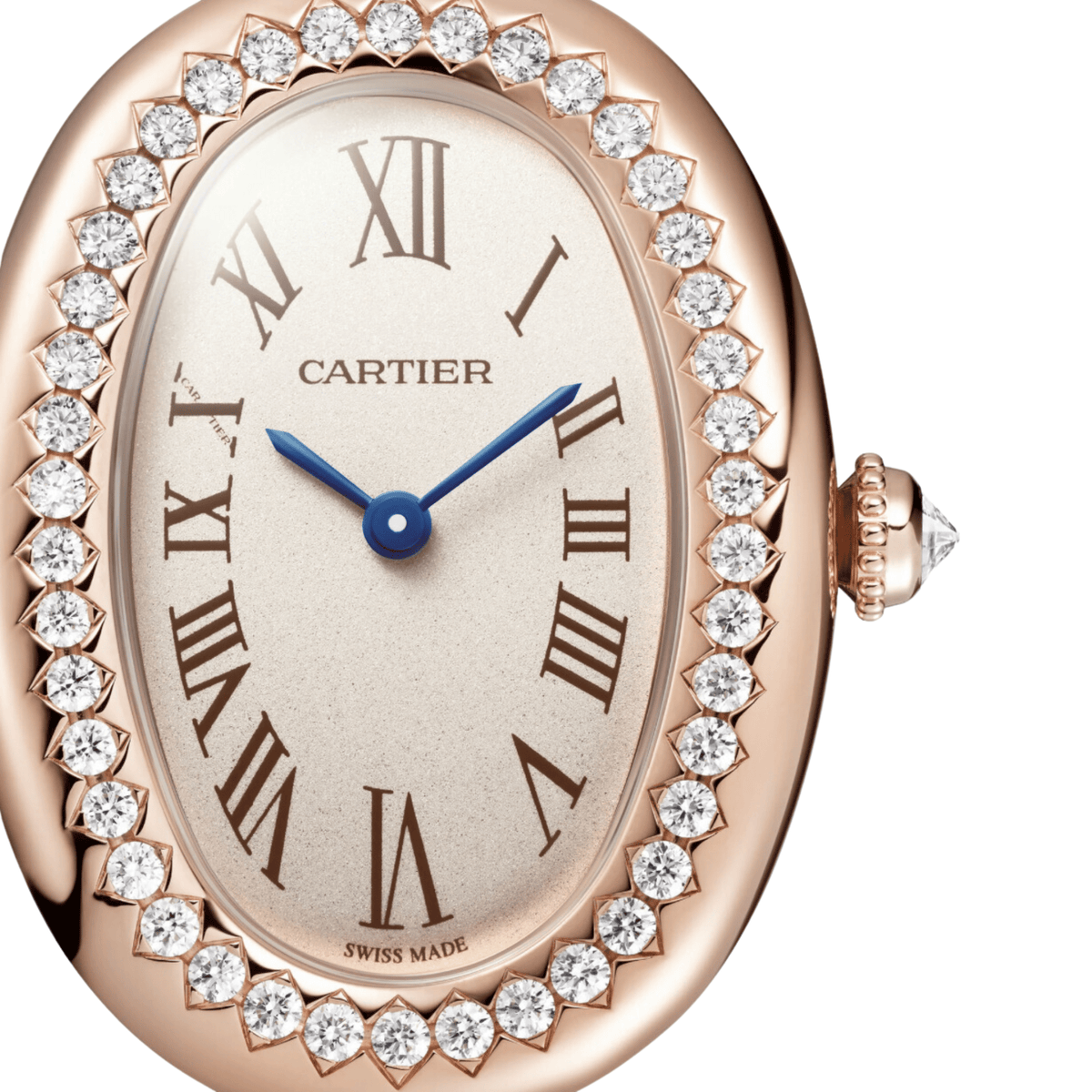 Cartier Baignoire Small WJBA0042 'Ladies' Rose Gold Silvered Dial Diamond Bezel Quartz (2024)