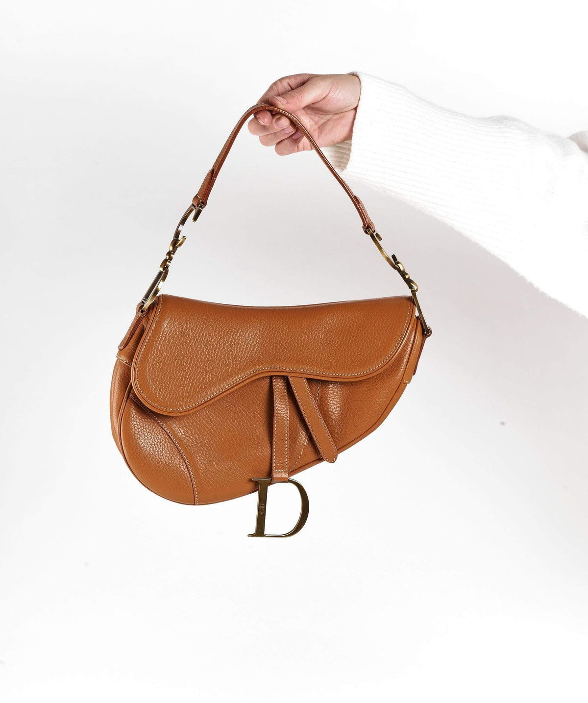 Brown Leather Dior Saddle Bag GHW